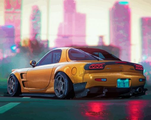 Golden Mazda Rx7 Diamond Painting