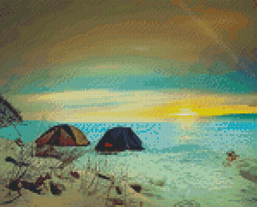 Sunrise Camping In Snow Diamond Painting