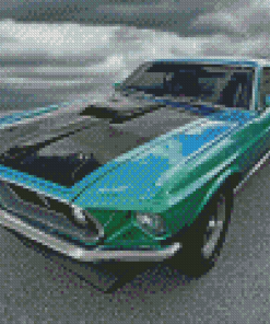 Green Black 1969 Ford Mustang Fastback Diamond Painting