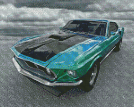 Green Black 1969 Ford Mustang Fastback Diamond Painting