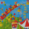 Kids In Roller Coaster Park Diamond Painting