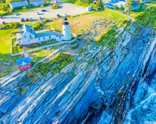 Pemaquid Point Aerial View Diamond Painting