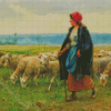 Shepherdess With Her Cattle Julien Dupre Diamond Painting