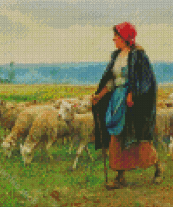 Shepherdess With Her Cattle Julien Dupre Diamond Painting