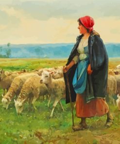 Shepherdess With Her Cattle Julien Dupre Diamond Painting