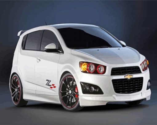 White Chevrolet Sonic Car Diamond Painting