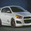 White Chevrolet Sonic Car Diamond Painting