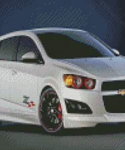 White Chevrolet Sonic Car Diamond Painting