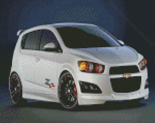 White Chevrolet Sonic Car Diamond Painting