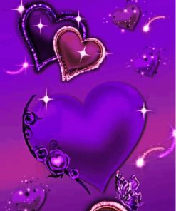 Aesthetic Purple Hearts Diamond Painting