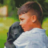 Boy And Black Labrador Retriever Diamond Painting