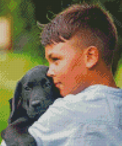 Boy And Black Labrador Retriever Diamond Painting