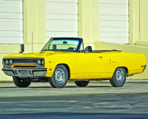 Cool 1970 Yellow Plymouth Roadrunner Car Diamond Painting