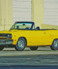 Cool 1970 Yellow Plymouth Roadrunner Car Diamond Painting