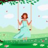 Girl Swing Under Tree Diamond Painting