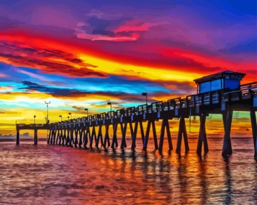 Aesthetic Venice Florida Pier Sunset Diamond Painting