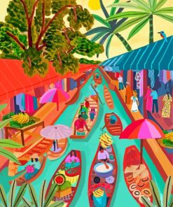 Bangkok Floating Market Diamond Painting