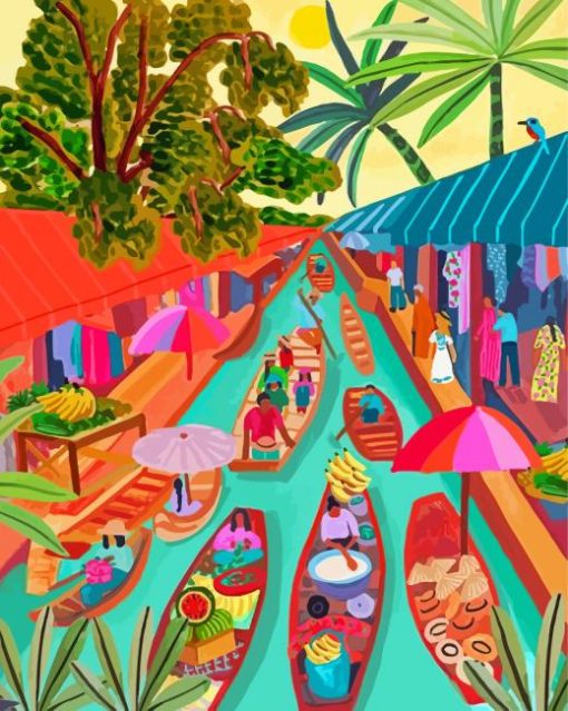 Bangkok Floating Market Diamond Painting