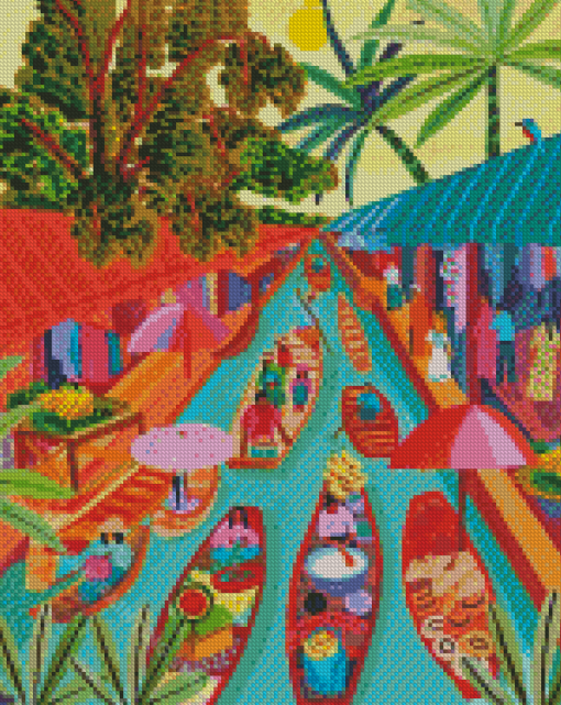 Bangkok Floating Market Diamond Painting