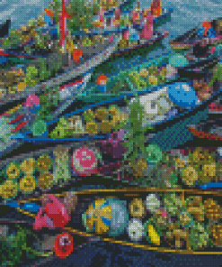 Bangkok Floating Market In Thailand Diamond Painting