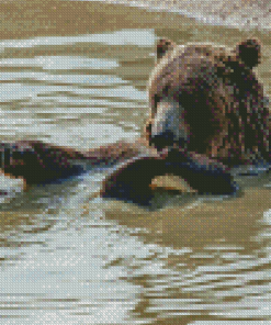 Bear Swimming In Water Diamond Painting