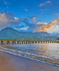 Beautiful Beach In Hanalei Bay Hawaii Diamond Painting