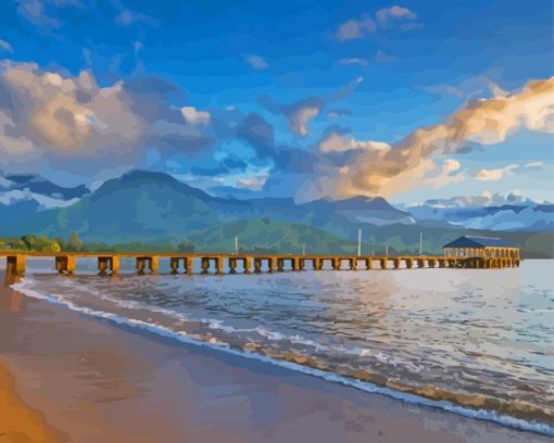 Beautiful Beach In Hanalei Bay Hawaii Diamond Painting