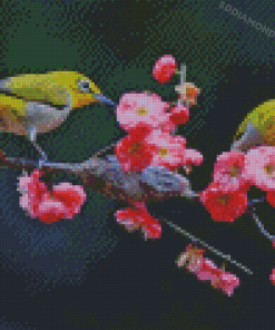 Blossom And Yellow Birds Diamond Painting