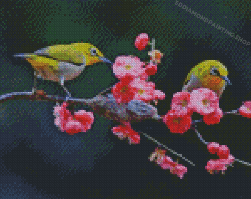 Blossom And Yellow Birds Diamond Painting