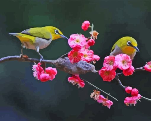 Blossom And Yellow Birds Diamond Painting