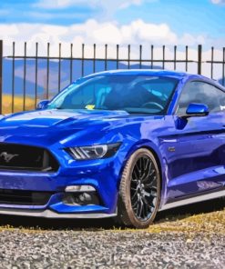 Blue Ford Mustang Sport Car Diamond Painting