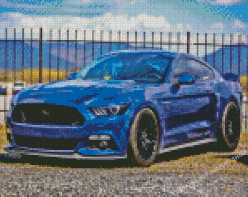 Blue Ford Mustang Sport Car Diamond Painting