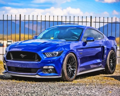 Blue Ford Mustang Sport Car Diamond Painting