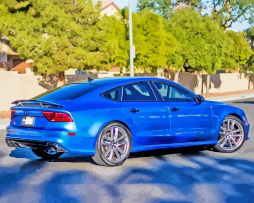 Blue Metallic Audi Car Diamond Painting