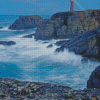 Butt Of Lewis Lighthouse On Cliffs Diamond Painting