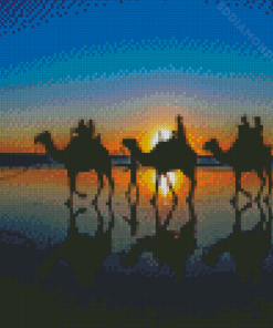 Camels Silhouette At Broome Beach Diamond Painting