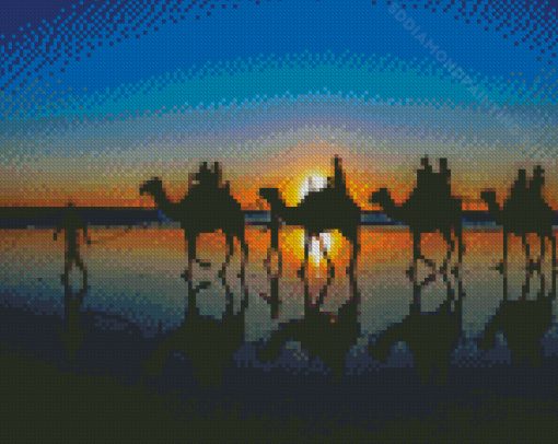 Camels Silhouette At Broome Beach Diamond Painting