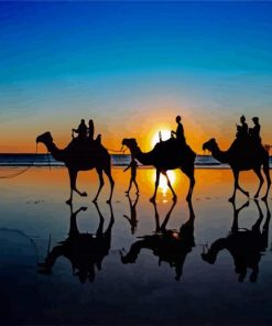 Camels Silhouette At Broome Beach Diamond Painting