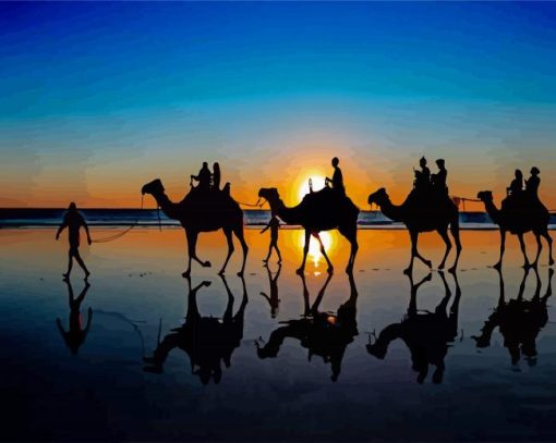 Camels Silhouette At Broome Beach Diamond Painting