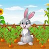 Cartoon Rabbit In Carrot Garden Diamond Painting