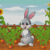 Cartoon Rabbit In Carrot Garden Diamond Painting