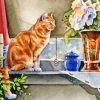 Cat And Flower Vase Diamond Painting