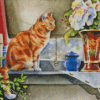 Cat And Flower Vase Diamond Painting