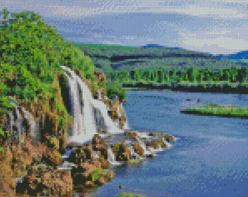 Creek Falls And Snake River Idaho Landscape Diamond Painting