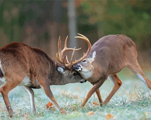 Deer Fighting Diamond Painting