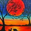 Deers In Moonlight Silhouette Diamond Painting