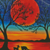 Deers In Moonlight Silhouette Diamond Painting