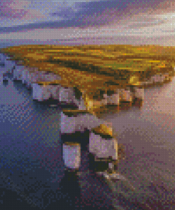 Dorset Old Harry Rocks Sunset Diamond Painting