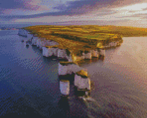 Dorset Old Harry Rocks Sunset Diamond Painting