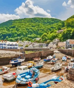 England Lynmouth Village Diamond Painting